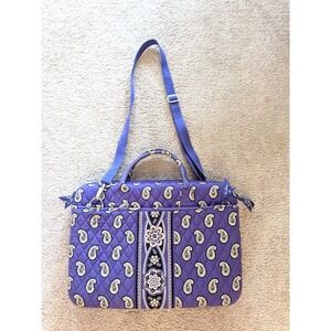 Vera Bradley Quilted Purple Paisley Laptop Messenger Crossbody Bag